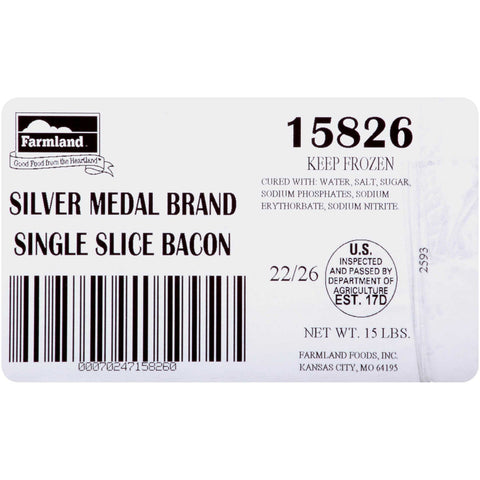 Farmland Silver Medal Single Sliced Bacon, 22/26 Slice.