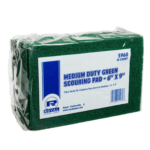 Royal Medium Duty Green Scouring Pad -- 60 per case.