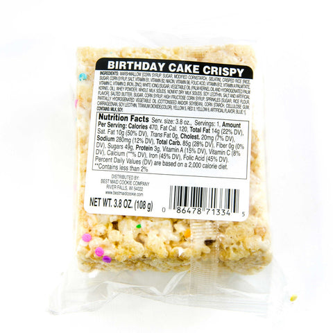 Best Maid Birthday Cake Crispy Bar, 3.8 Ounce -- 24 per case.