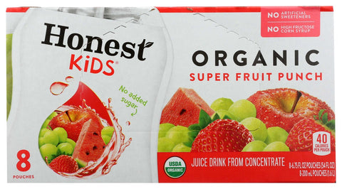 Honest Kids Super Fruit Punch Juice Drink, 6.75 Fluid Ounce - 8 per pack -- 4 packs per case.