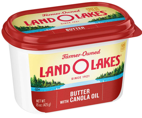 Land O Lakes Butter with Canola Oil, 15 Ounce Tub -- 12 per case