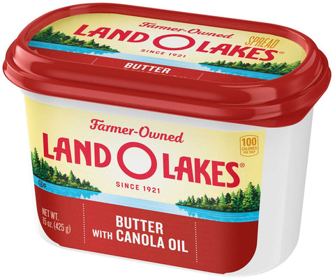 Land O Lakes Butter with Canola Oil, 15 Ounce Tub -- 12 per case