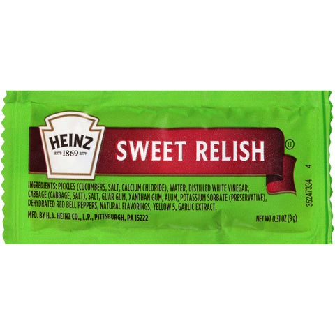 Heinz Sweet Relish Single Serve, 9 Gram -- 500 Case