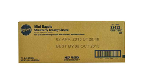 Pillsbury Mini Bagels, Strawberry Creamy Cheese, 2.43 Ounce -- 72 per case.