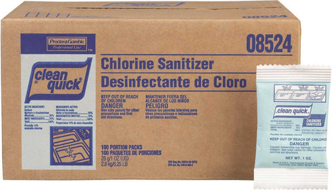 Clean Quick Chlorine Sanitizer Concentrate Powder, 1 Ounce Packet -- 100 per case.