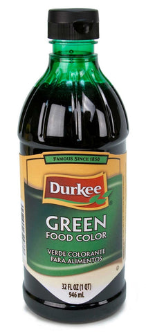 Durkee Green Food Color, -- 6 Bottles Per Case, 32 Ounces Per Bottle.