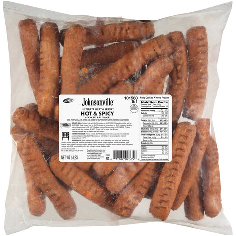 Johnsonville Heat and Serve Ultimate Hot and Spicy Cooked Bratwurst, 80 Ounce -- 2 per case.