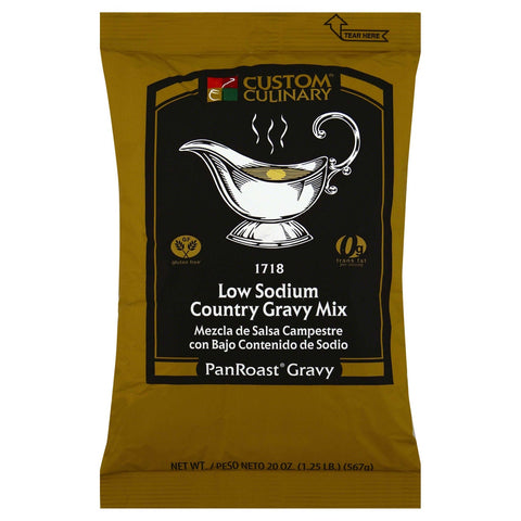 Custom Culinary Country Low Sodium Gluten Free Added Gravy Mix, 20 Ounce -- 6 per case.