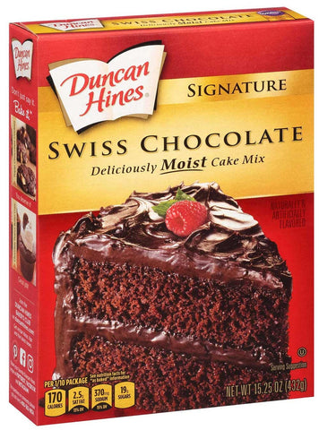 Duncan Hines Signature Swiss Chocolate Cake Mix, 15.25 Ounce -- 12 per case.