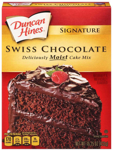 Duncan Hines Signature Swiss Chocolate Cake Mix, 15.25 Ounce -- 12 per case.
