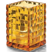Hollowick Optic Block Amber Glass Lamp, 3 3/4 x 2 5/8 x 2 5/8 inch.