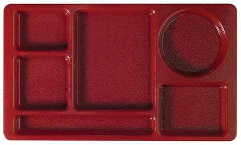 Camwear 2 x 2 Six Compartment Polycarbonate School Tray, Cranberry, 8 3/4 x 15 inch -- 24 per case.