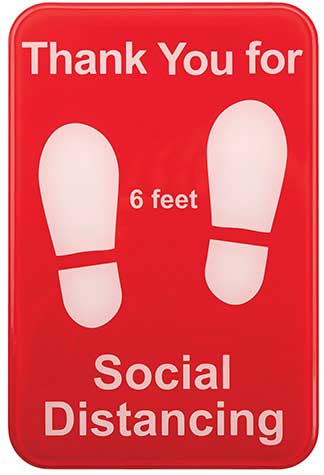 Tablecraft Red Self Adhesive Plastic Thank You for Social Distancing Sign, 6 x 9 inch