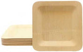 Tablecraft Disposable Bamboo Square Plate, 10 x 10 inch - 25 count per pack -- 1 pack per case.