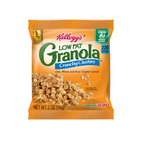 Kelloggs Low Fat Granola Crunchy Cluster Cereal, 2 Ounce -- 48 per case.