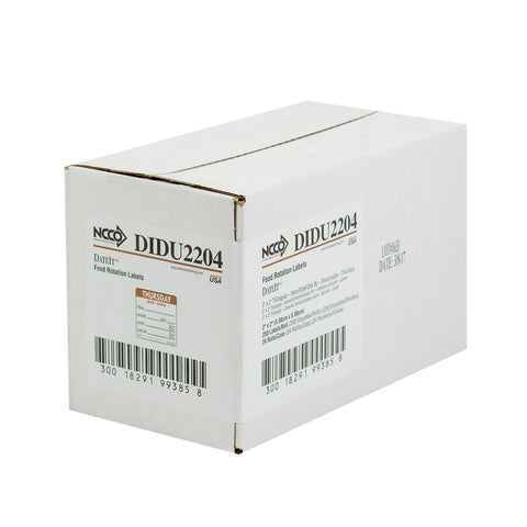 DateIt™ LABEL TRILINGUAL ITEM/DATE/USE BY DISSOLVING BROWN THURSDAY 2X2