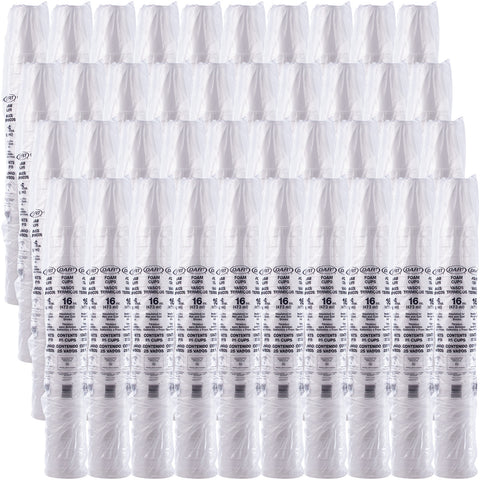 Dart J Cup White Foam Cup, 16 Ounce - 25 count per pack -- 40 packs per case