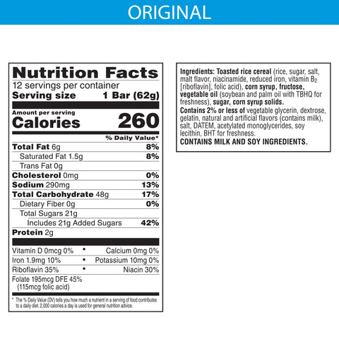 Kelloggs Rice Krispies Treats Original Crispy Marshmallow Squares, 2.2 Ounce -- 72 per case