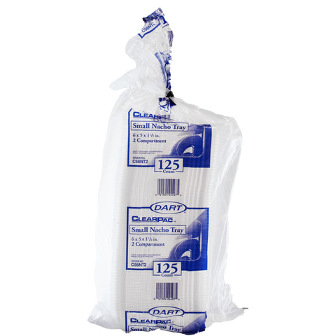 Dart ClearPac® TRAY PLASTIC CLEAR NACHO 2-COMPARTMENT 5X