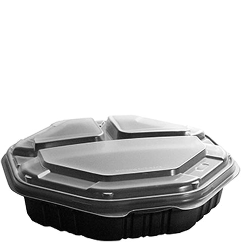 Creative Carryouts® CONTAINER PLASTIC CARRYOUT HINGED BLACK/CLEAR 9