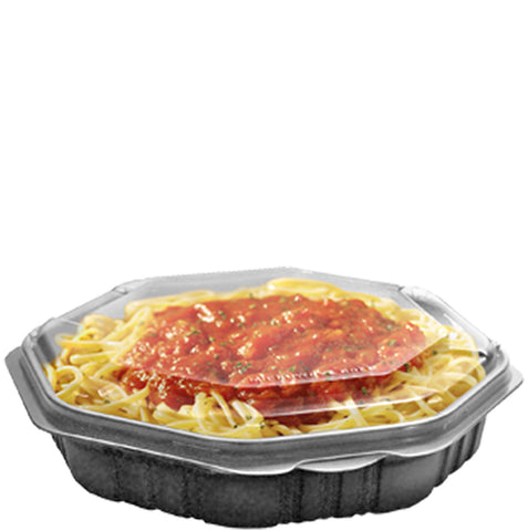 Creative Carryouts® CONTAINER PLASTIC HINGED LID BLACK/CLEAR OCTAVIEW MEDIUM 9