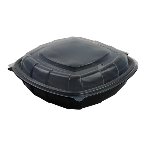 Sabert CONTAINER PLASTIC CLAMSHELL BLACK BASE CLEAR LID 9X9 50.7 OZ