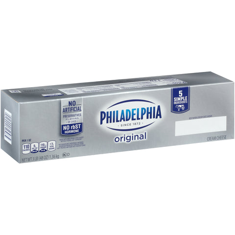 Kraft Philadelphia Cream Cheese Loaf, 3 Pound -- 6 per case.