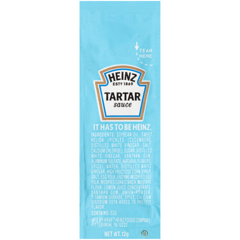Heinz Tartar Sauce Single Serve, 12 Gram -- 500 Case