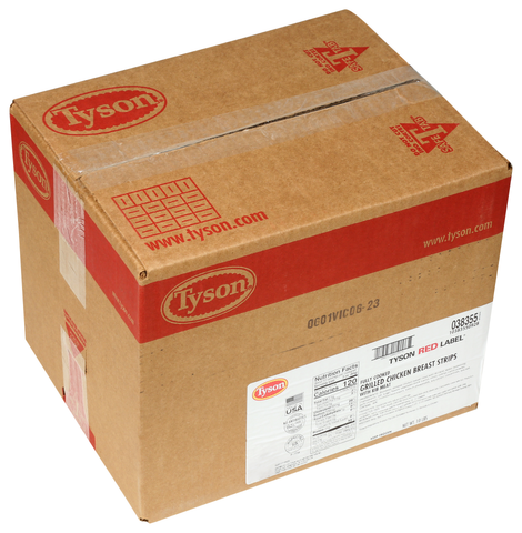 Tyson® Red Label™ CHICKEN BREAST STRIP BONELESS SKINLESS SELECT CUT UNBREADED GRILLED LARGE FC 10383550928