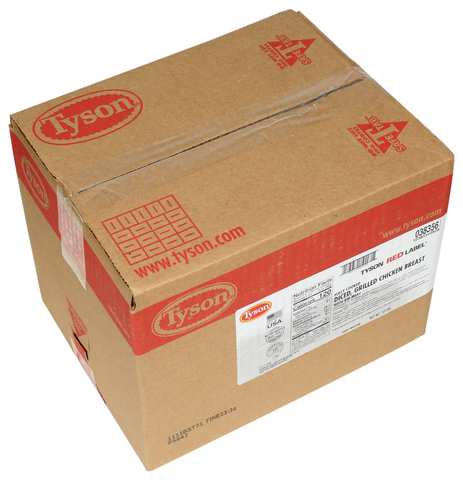 Tyson Red Label Select Cut Unbreaded Grilled Diced Chicken Breast, 5 Pound -- 2 per case.