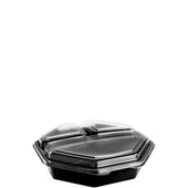Creative Carryouts® CONTAINER PLASTIC HINGED CARRYOUT BLACK/CLEAR 9.6X9.2X2.4