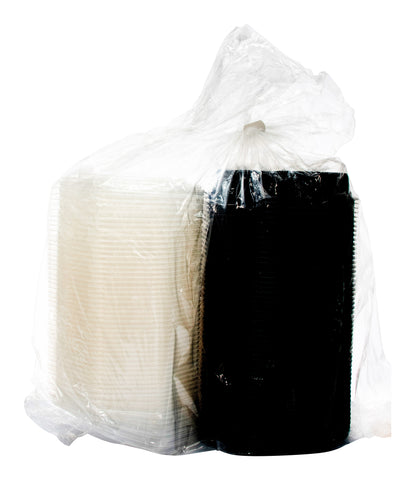 Creative Carryouts® CONTAINER PLASTIC HINGED LID BLACK/CLEAR OCTAVIEW MEDIUM 9