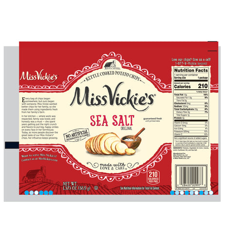 Miss Vickies® CHIP POTATO KETTLE COOKED SIMPLY SEA SALT ORIGINAL LARGE SINGLE SERVE