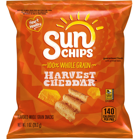 Sunchips Cheddar Whole Grain Snacks, 1 Ounce -- 104 per case.