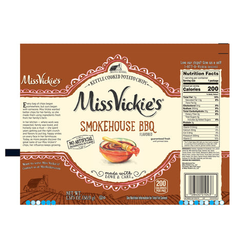 Miss Vickies® CHIP POTATO KETTLE COOKED SMOKEHOUSE BBQ LARGE SINGLE SERVE