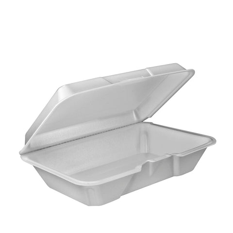 Dart Performer White Expanded Polystyrene Foam Hinged Container, 9.3 x 6.4 x 2.9 inch -- 200 per case