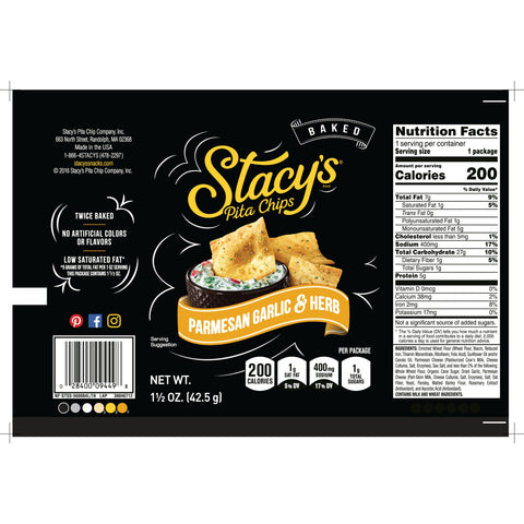 Stacy's® CHIP PITA PARMESAN GARLIC & HERB LARGE SINGLE SERVE