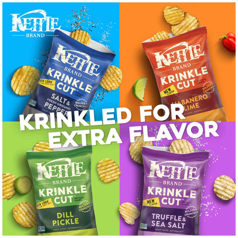 Kettle Brand Krinkle Cut Salt and Fresh Ground Pepper Potato Chips, 1.5 Ounce -- 24 per case.