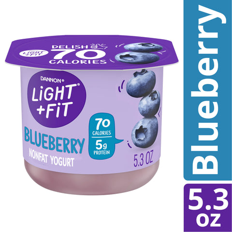 Light and Fit Blueberry Yogurt, 5.3 Ounce -- 12 per case.
