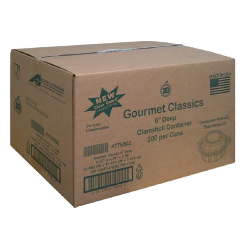Gourmet Classics™ CONTAINER PLASTIC CLEAR DOME / BLACK BASE HINGED DEEP CLAMSHELL 6