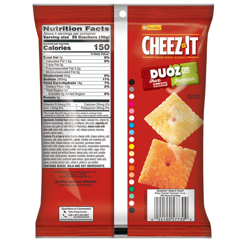 Cheez It Sunshine Duoz Sharp Cheddar and Parmesan Snack Mix, 4.3 Ounce -- 6 per case.