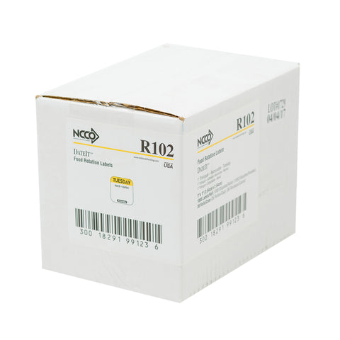 National Checking Company Dateit Yellow Trilingual Removable Label - Tuesday, 1 x 1 inch -- 1000 per case.
