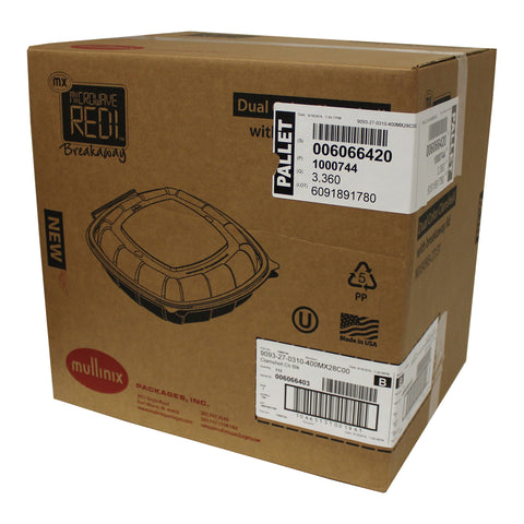 Sabert CONTAINER PLASTIC CLAMSHELL BLACK BASE CLEAR LID 9X9 50.7 OZ