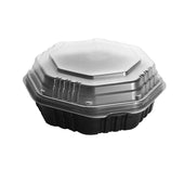 Creative Carryouts® CONTAINER PLASTIC OCTAVIEW HINGED CARRYOUT BLACK/CLEAR 7.5