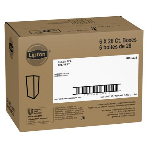 Lipton 100 Percent Natural Green Enveloped Hot Tea Bags, 28 count -- 6 per case