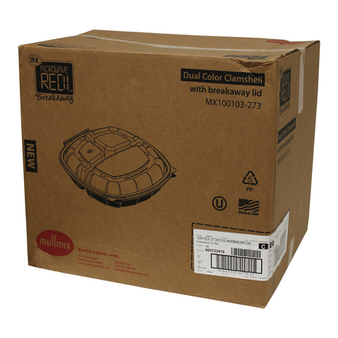 Sabert CONTAINER PLASTIC HINGED 3-COMPARTMENT BLACK/CLEAR 10X10