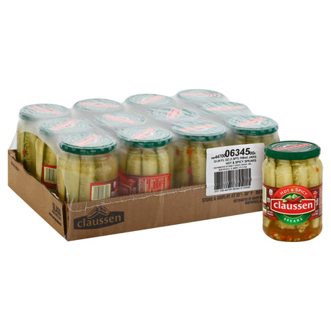 Claussen Hot and Spicy Spears Pickle, 24 Fluid Ounce -- 12 per case